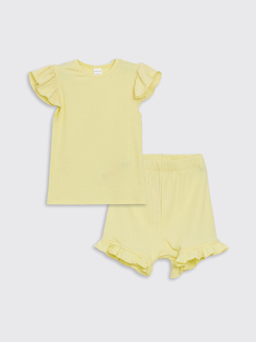 Crew Neck Short Sleeve Basic Shorts Baby Girl Pajama Set -S4OH03Z1-FSE