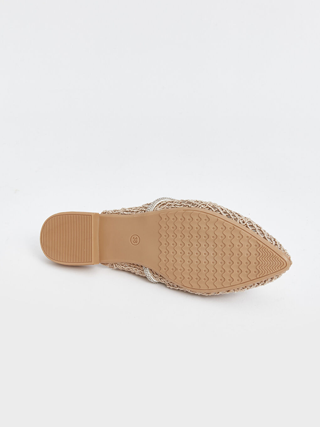 Bej Örgü Detaylı Kadın Terlik-3