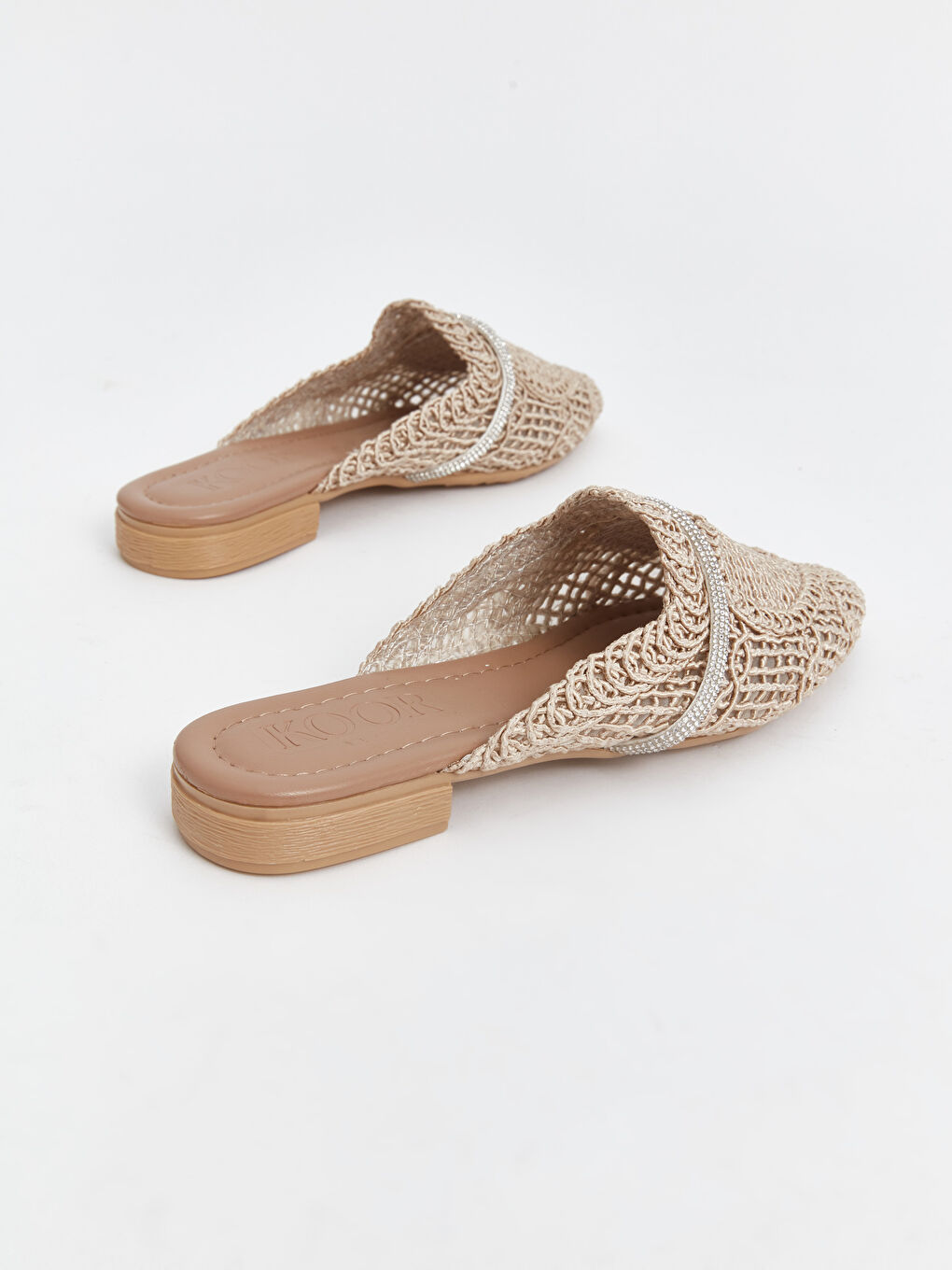 Bej Örgü Detaylı Kadın Terlik-4