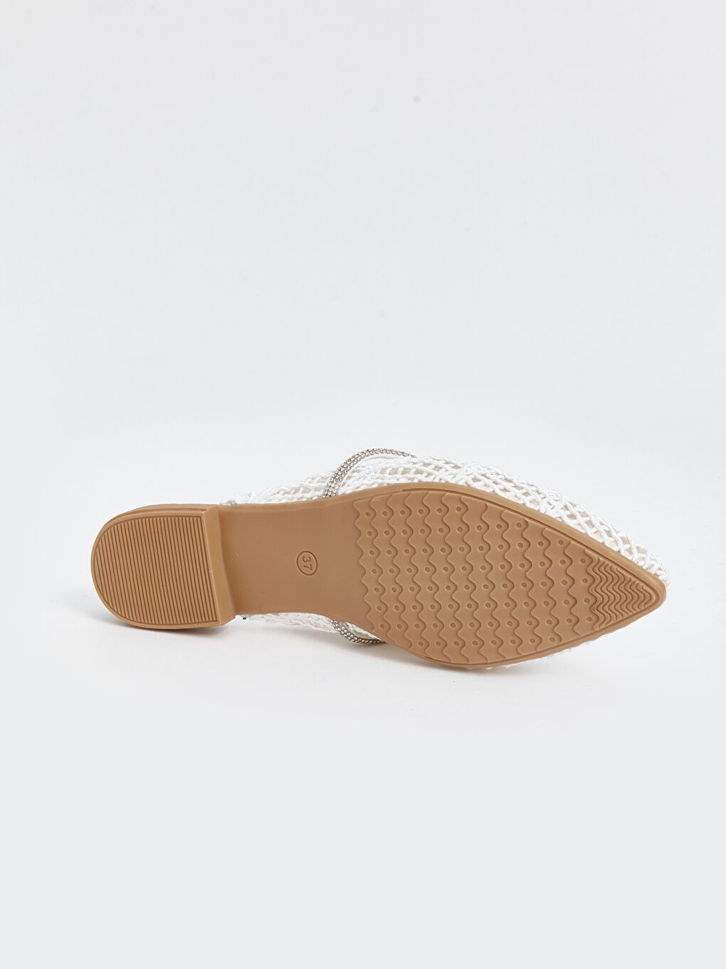 Beyaz Örgü Detaylı Kadın Terlik-3