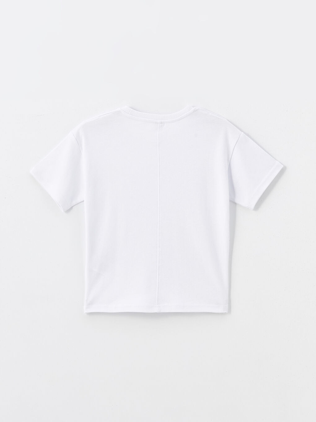 Beyaz Rahat Kalıp Bisiklet Yaka Kısa Kollu Erkek Çocuk Tişört-1