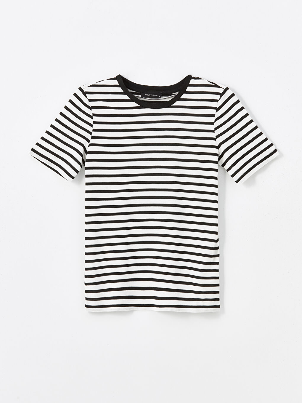 Crew Neck Striped Short Sleeve Women's T-Shirt -S4OJ65Z8-LEG