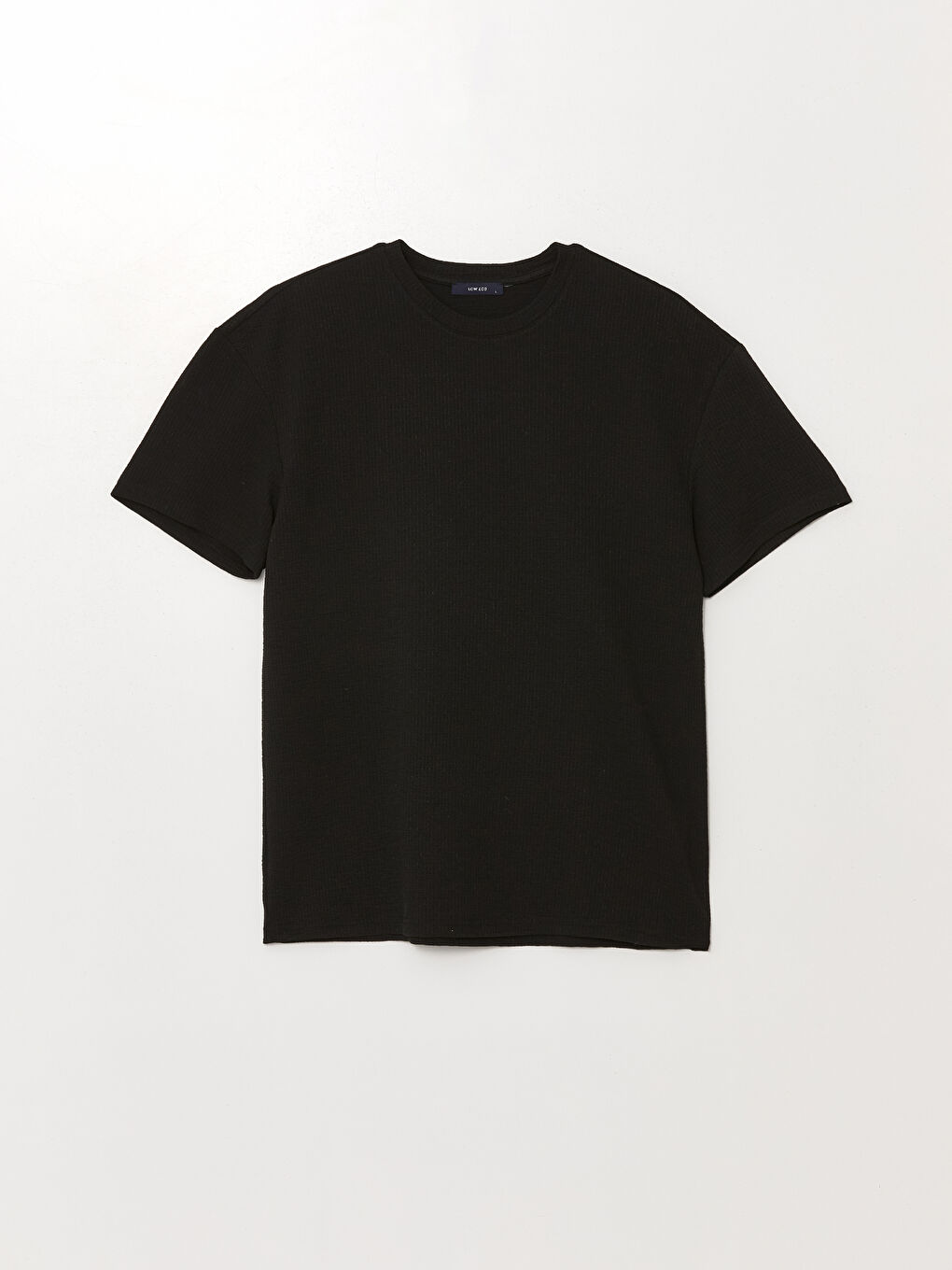 Siyah Bisiklet Yaka Kısa Kollu Erkek Tişört-4