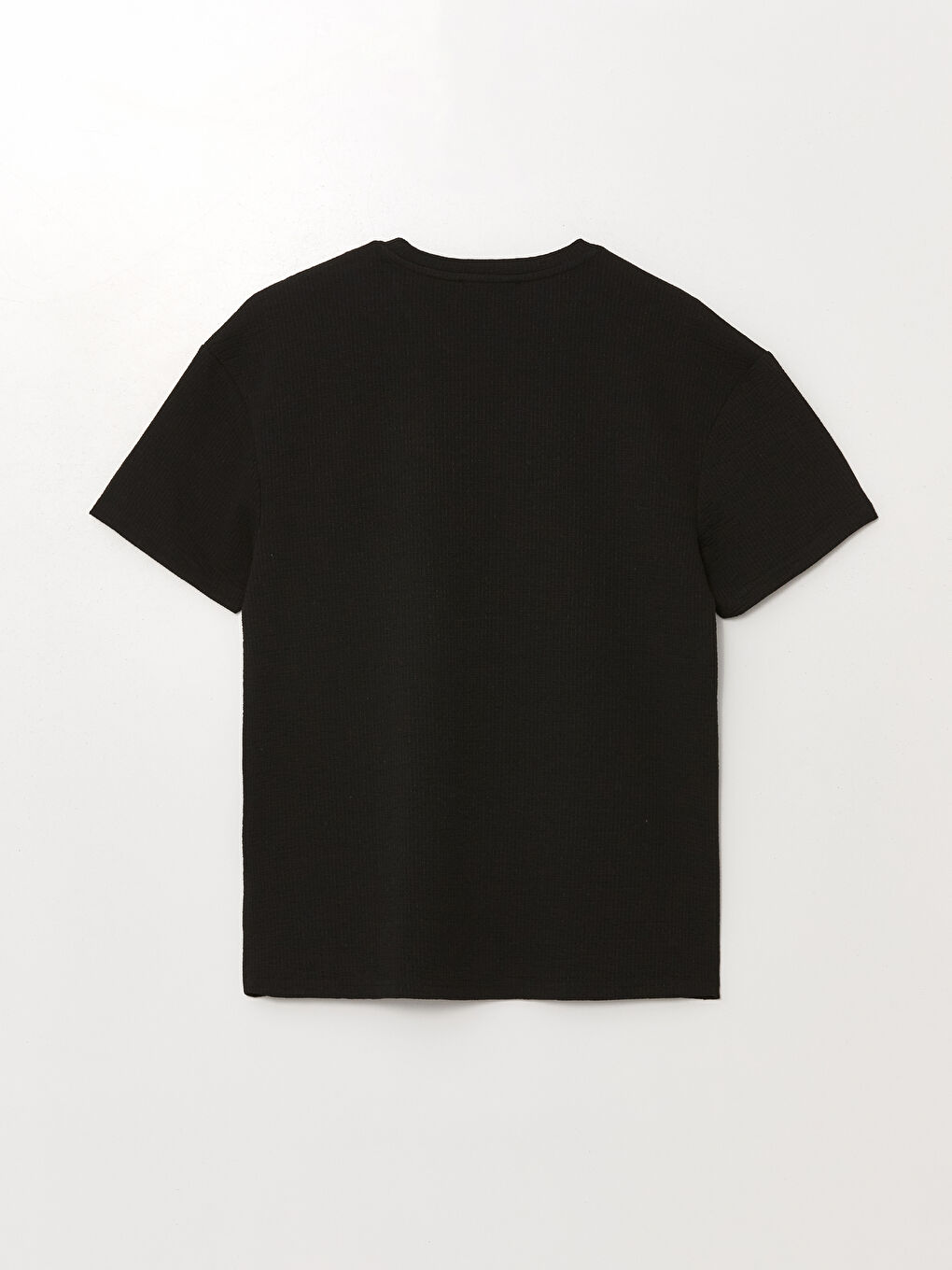 Siyah Bisiklet Yaka Kısa Kollu Erkek Tişört-5