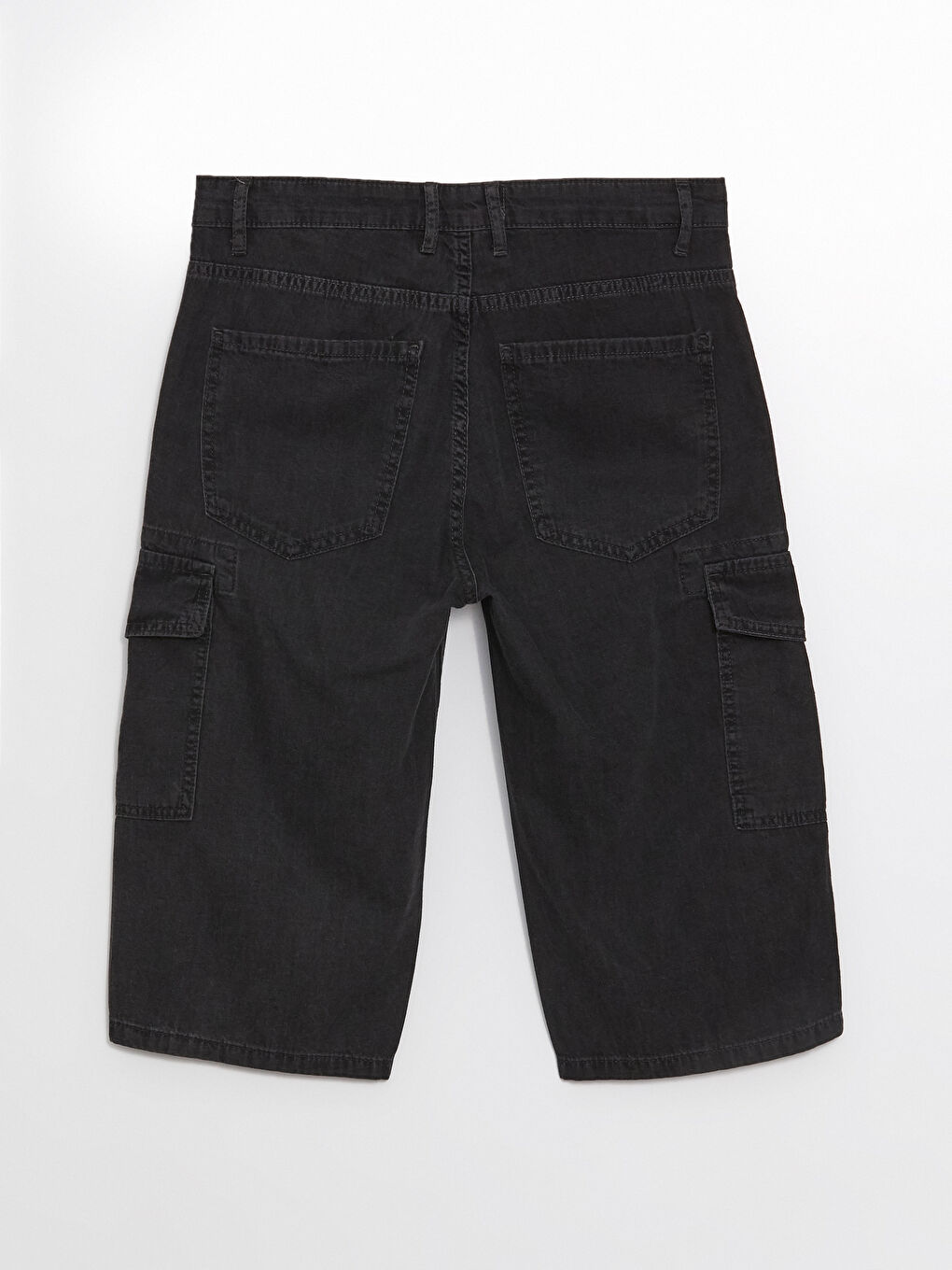 Gri Standart Kalıp Erkek Jean Şort-5