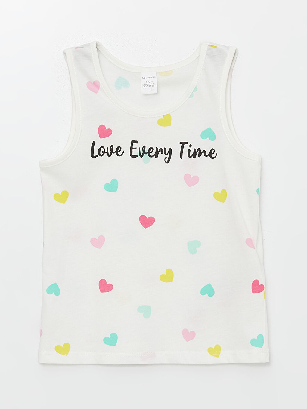 Ekru Bisiklet Yaka Baskılı Kız Çocuk Atlet