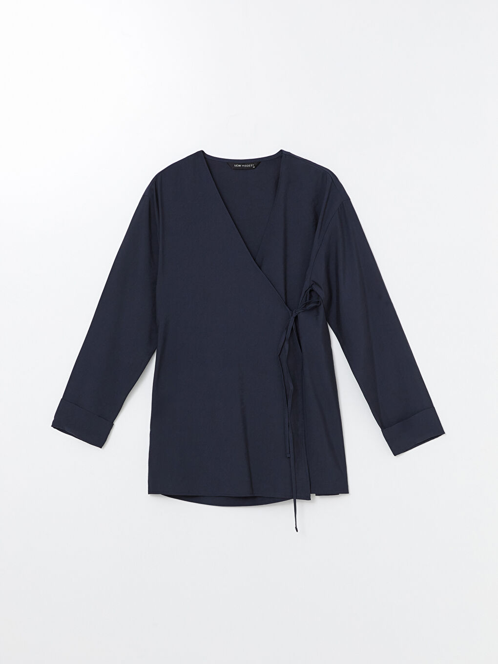 Lacivert Kruvaze Yaka Kadın Kimono-4