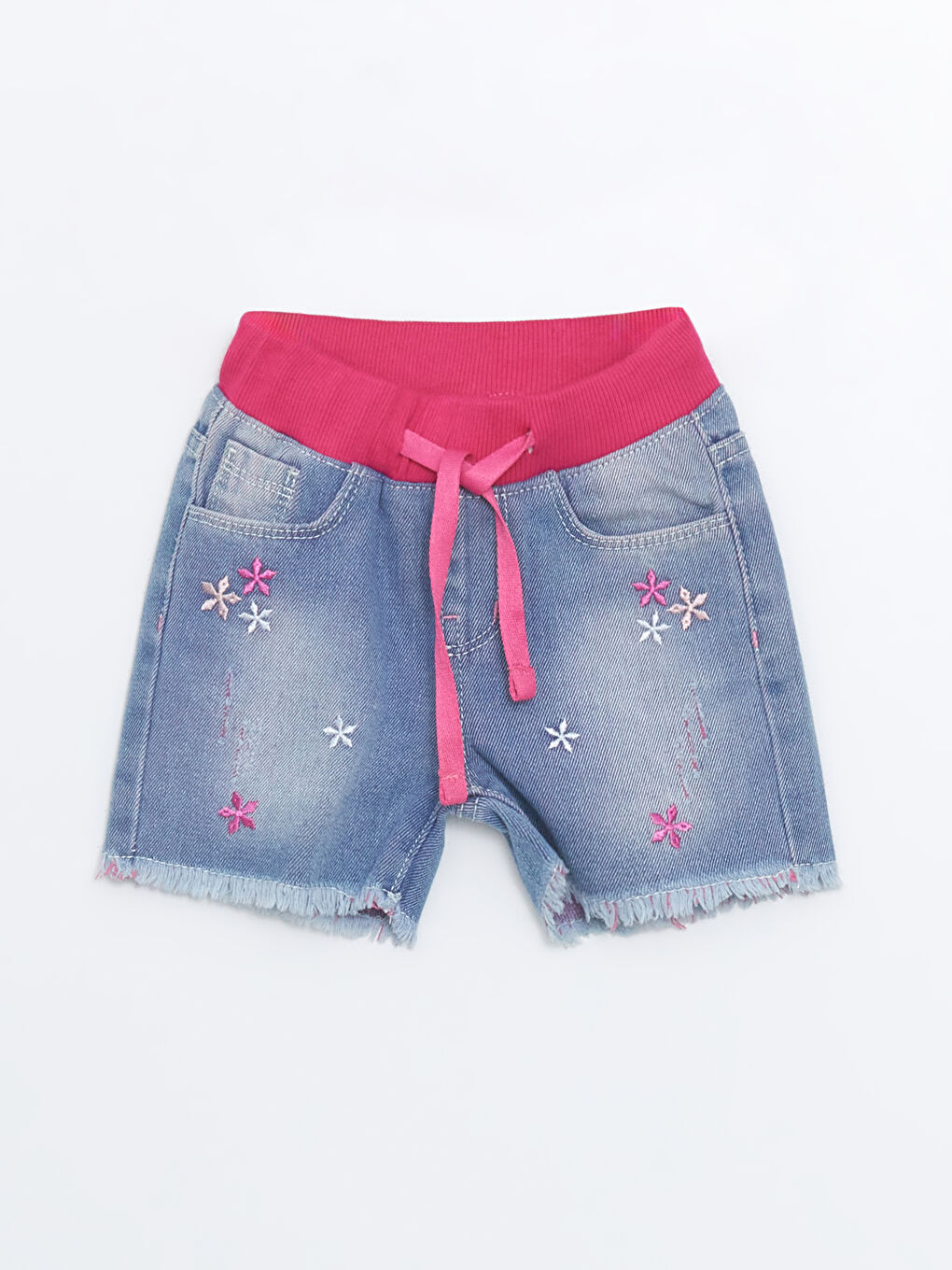 Baby Girls' Embroidered Elasticated Waist Denim Shorts -S4OL32Z1-311