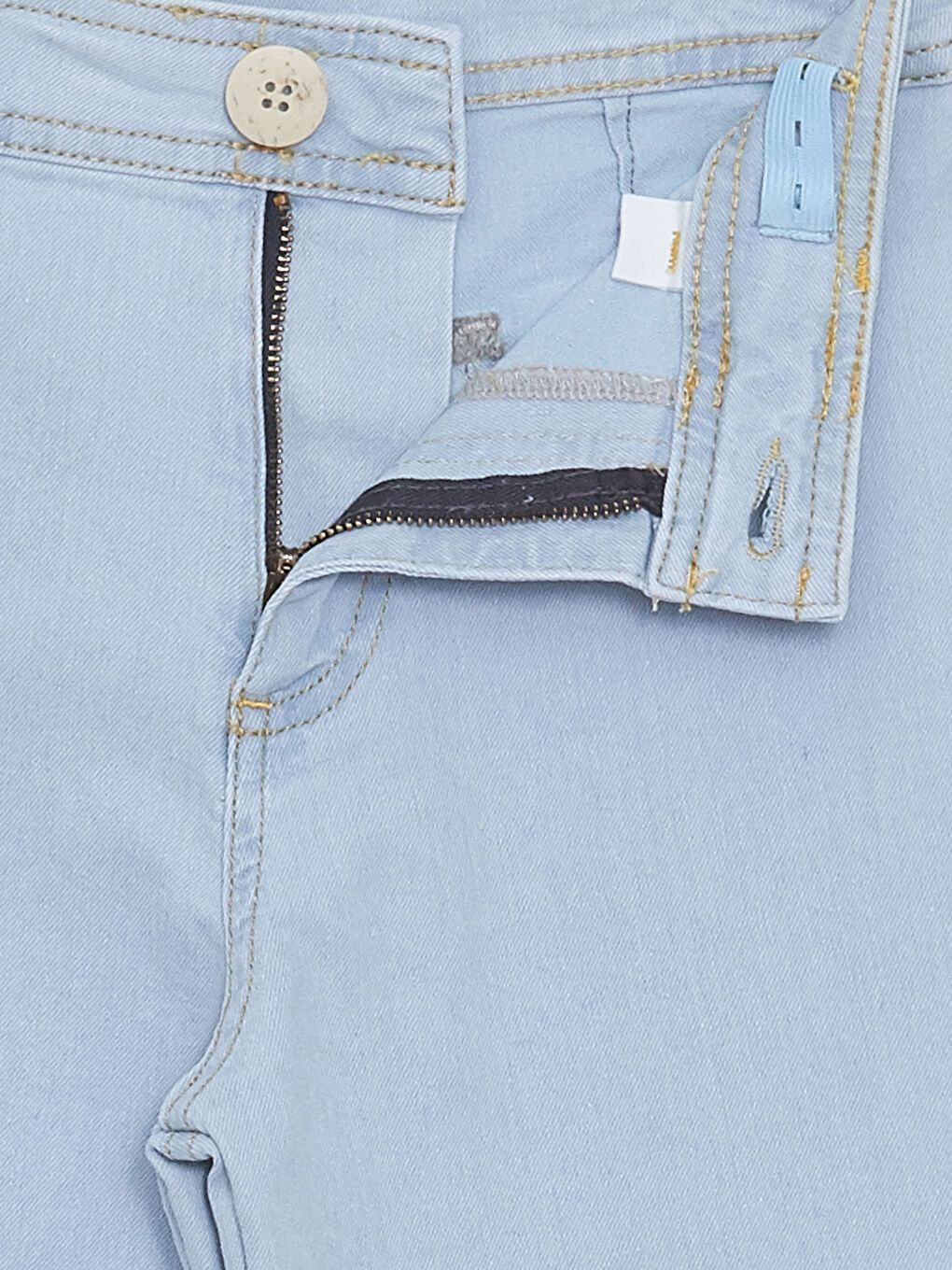 İndigo Beli Ayarlanabilir Lastikli Kız Çocuk Jean Pantolon-1