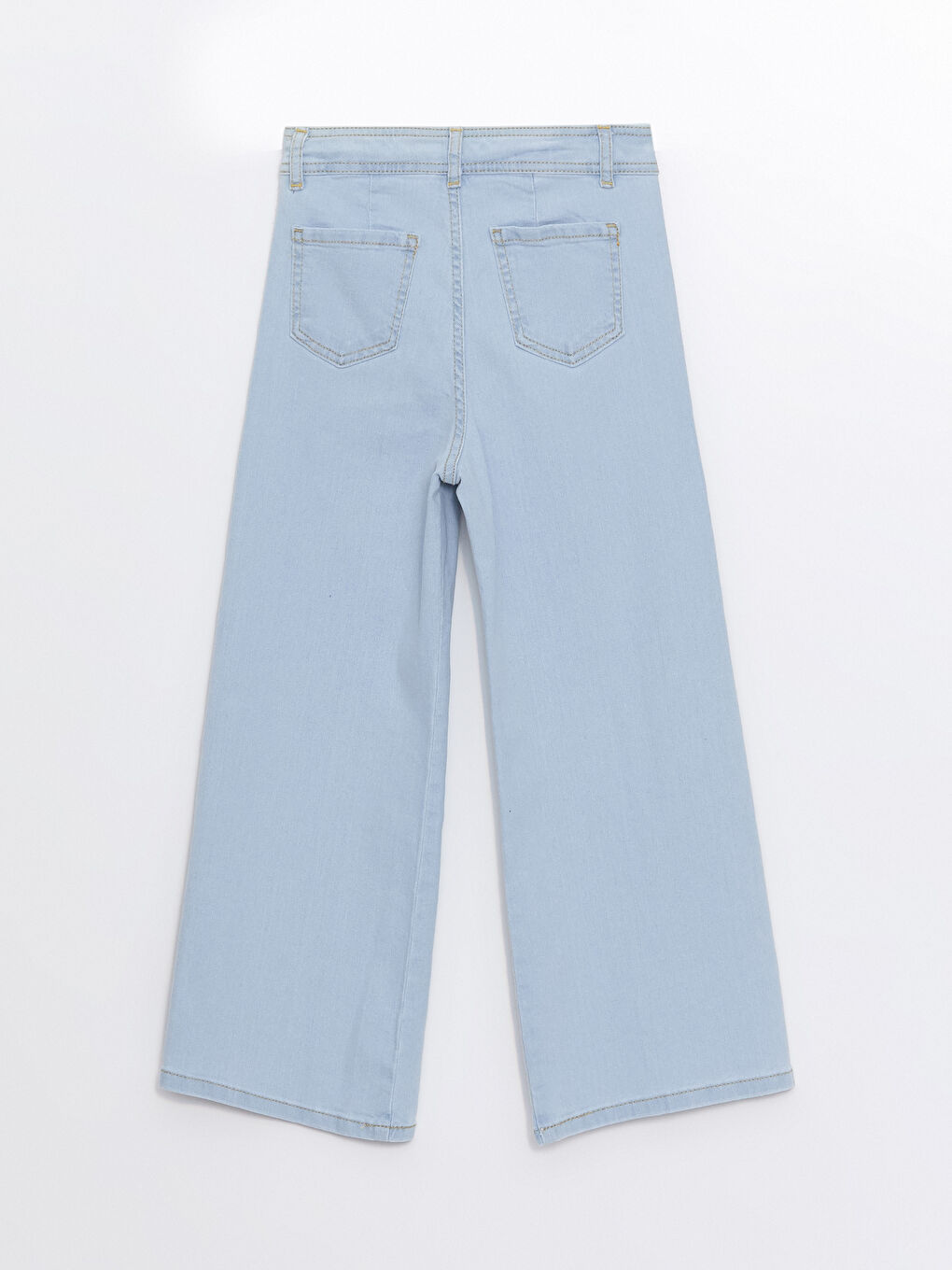 İndigo Beli Ayarlanabilir Lastikli Kız Çocuk Jean Pantolon-2