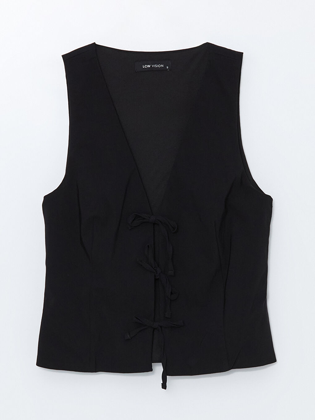 V Neck Plain Poplin Women's Vest -S4OL77Z8-CVL
