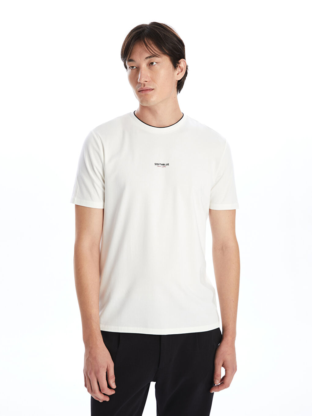 SOUTHBLUE Crew Neck Short Sleeve Printed Combed Cotton Men's T-shirt -S4OL78Z8-R9J