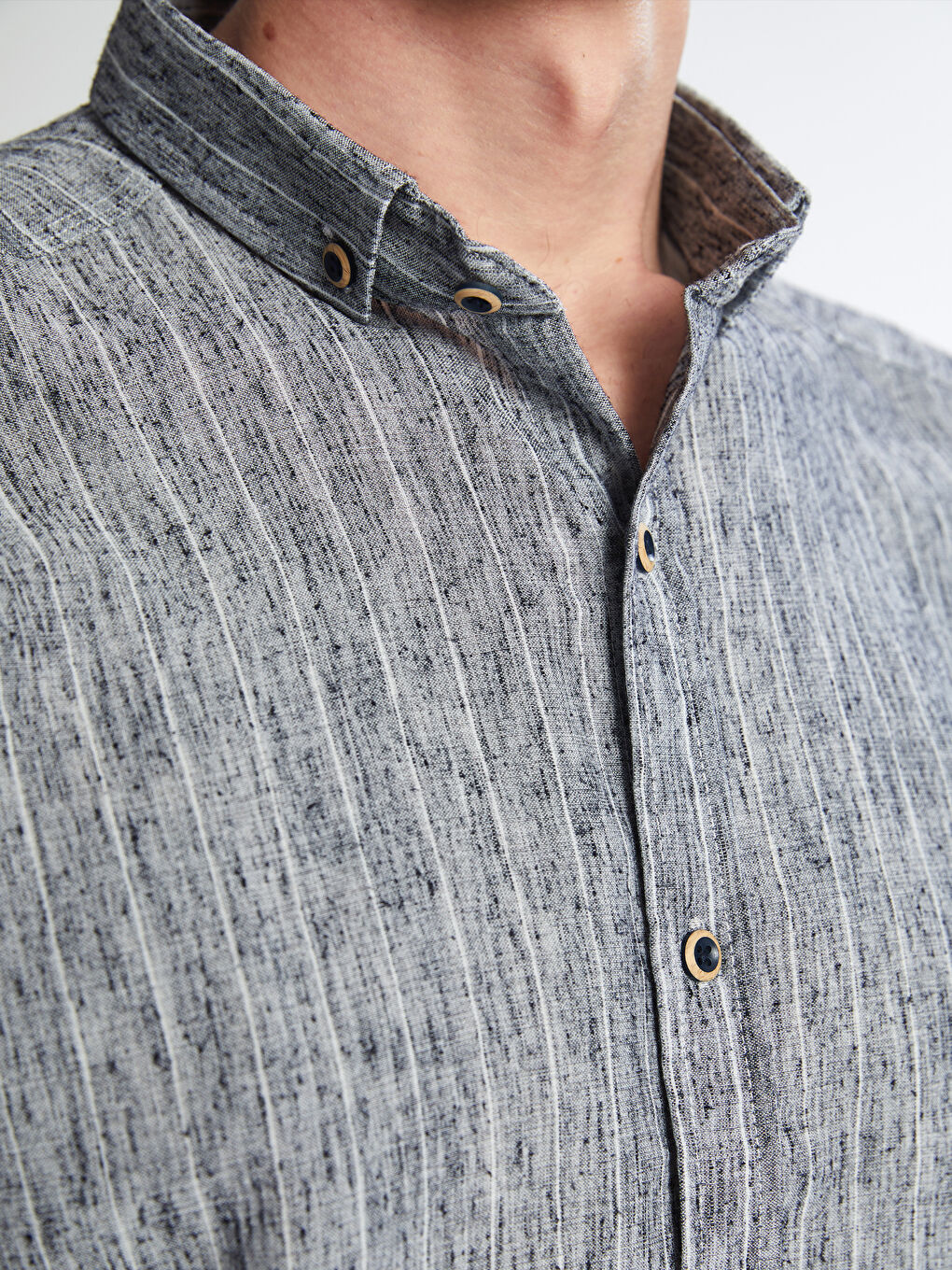 Regular Fit Long Sleeve Striped Men's Shirt -S4OM20Z8-LGS