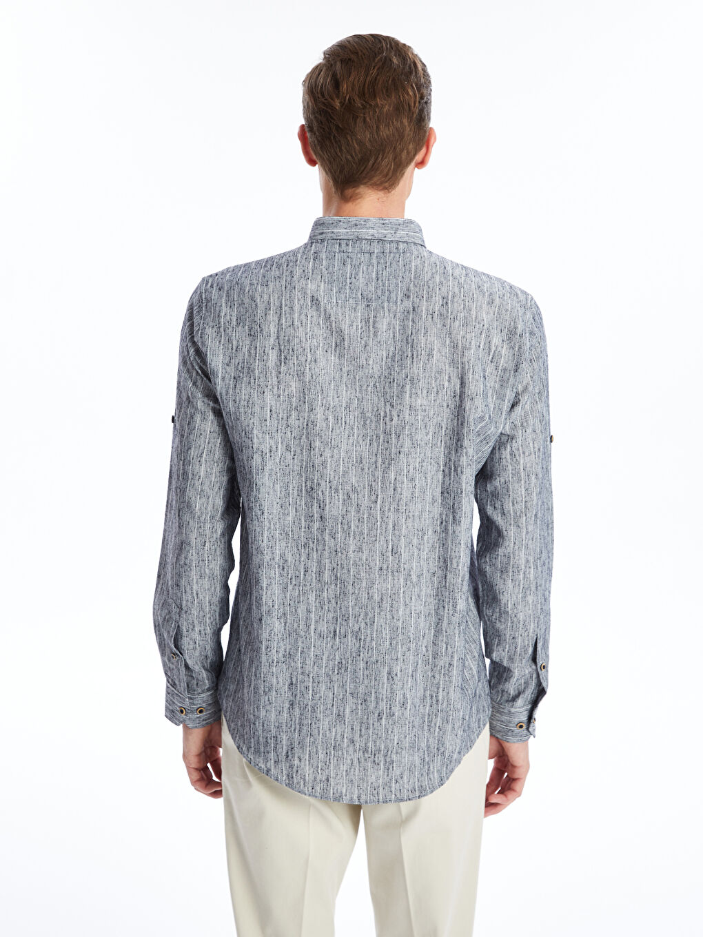 Regular Fit Long Sleeve Striped Men's Shirt -S4OM20Z8-LGS