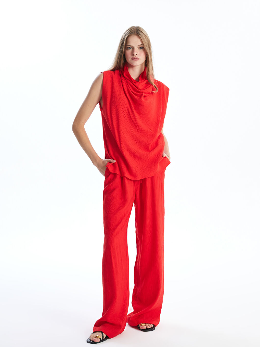 Flowy Collar Women's Blouse -S4OM22Z8-HBH