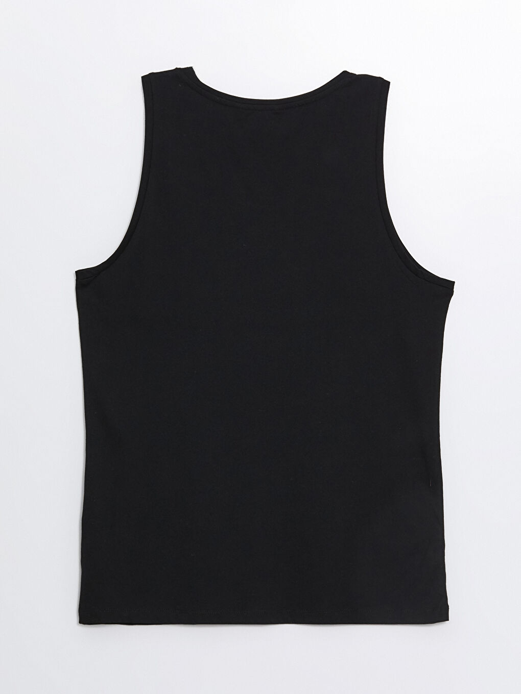 Siyah Bisiklet Yaka Baskılı Erkek Kolsuz Tişört-5