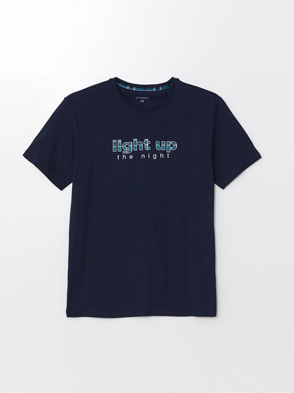 Lacivert Bisiklet Yaka Kısa Kollu Erkek Pijama Üst