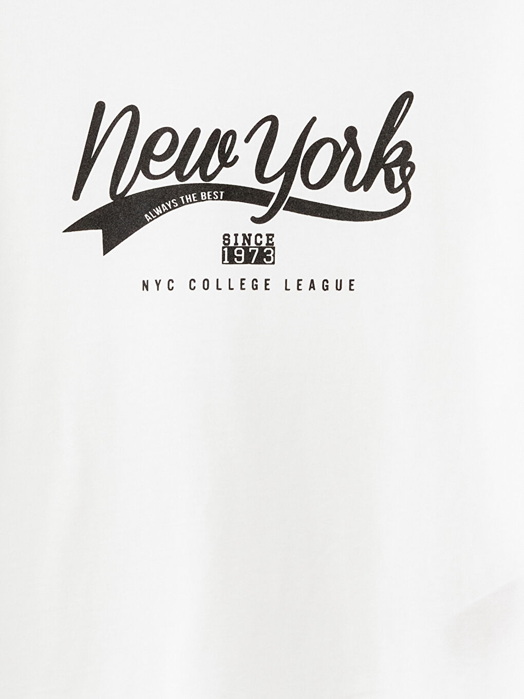 Beyaz Bisiklet Yaka New York Baskılı Kız Çocuk Tişört-1