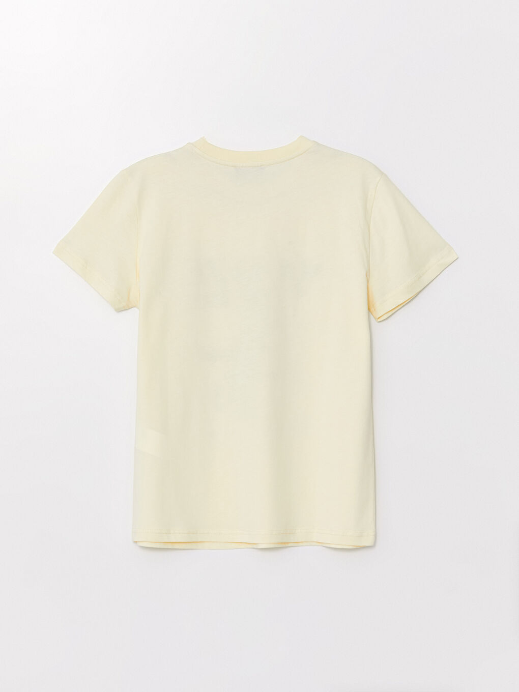 Bej Bisiklet Yaka Baskılı Kısa Kollu Oversize Kadın Tişört-5