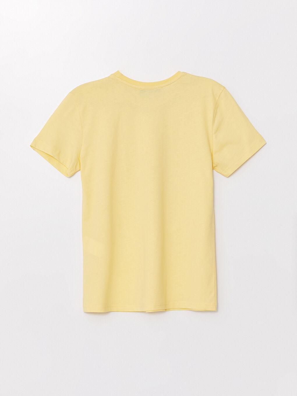 Sarı Bisiklet Yaka Baskılı Kısa Kollu Kadın Tişört-5