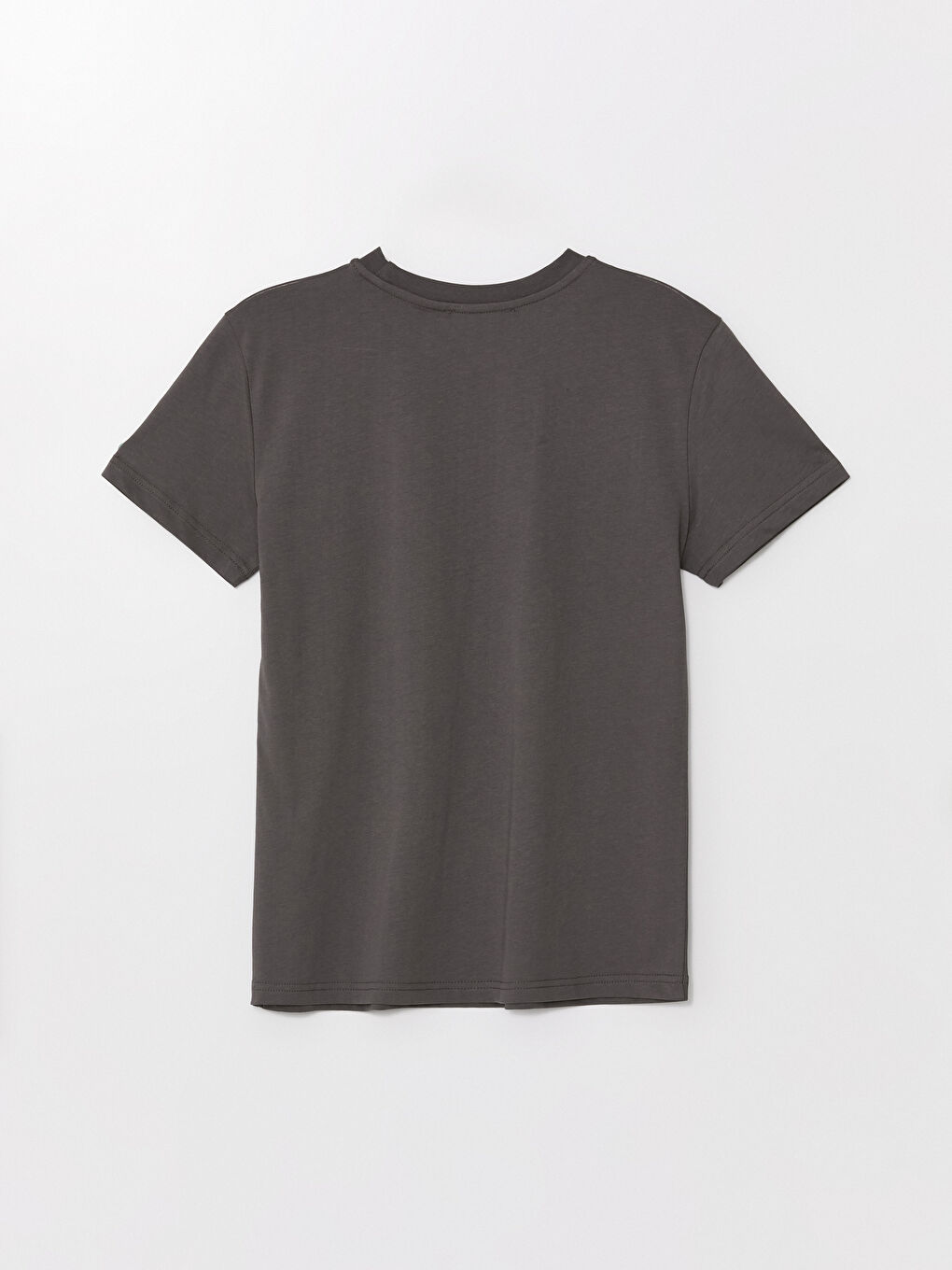 Antrasit Bisiklet Yaka Baskılı Kısa Kollu Kadın Tişört-5