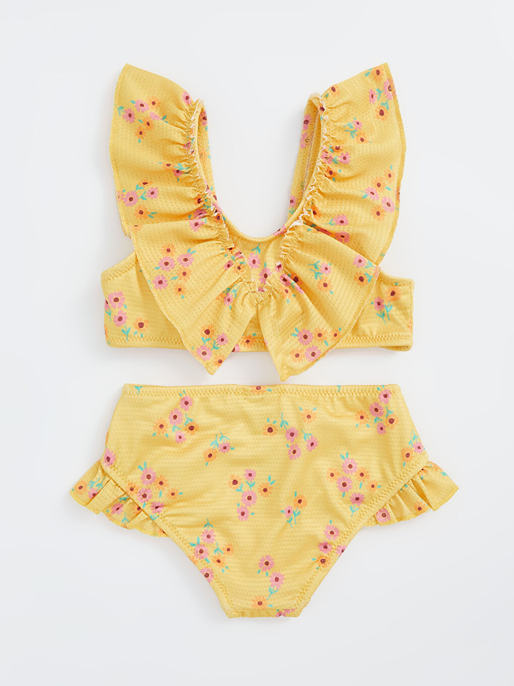 LCW baby Açık Sarı Baskılı Çiçekli Kız Bebek Bikini Takımı - 1