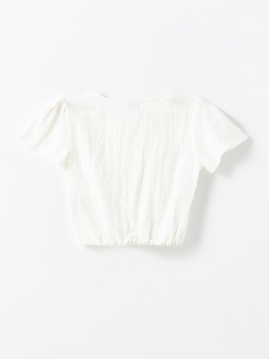 Crew Neck Girls' Crop Blouse-1