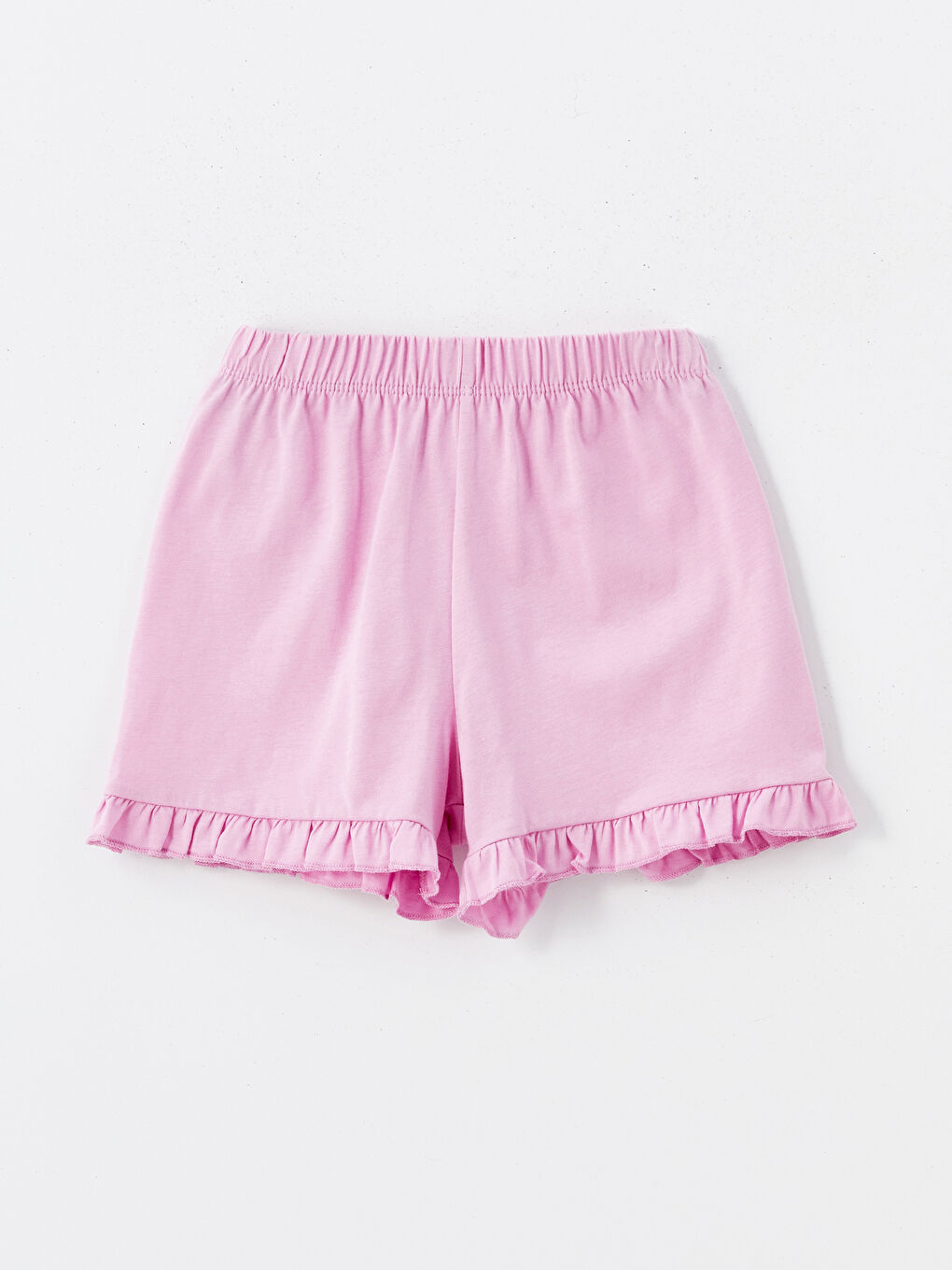 Lila Beli Lastikli Paçası Fırfırlı Kız Çocuk Şort