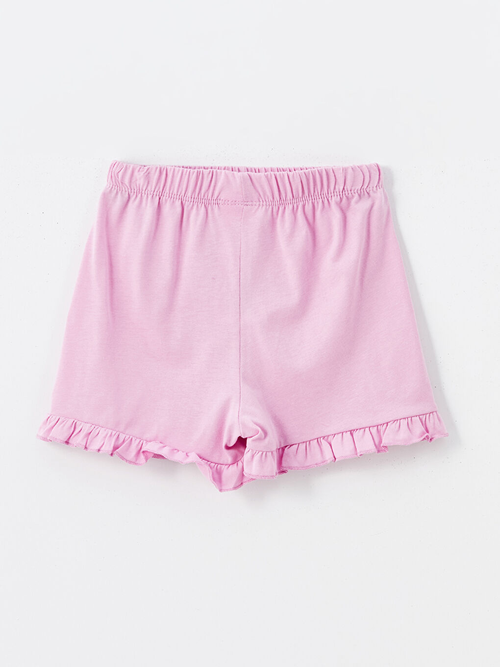 Lila Beli Lastikli Paçası Fırfırlı Kız Çocuk Şort-1