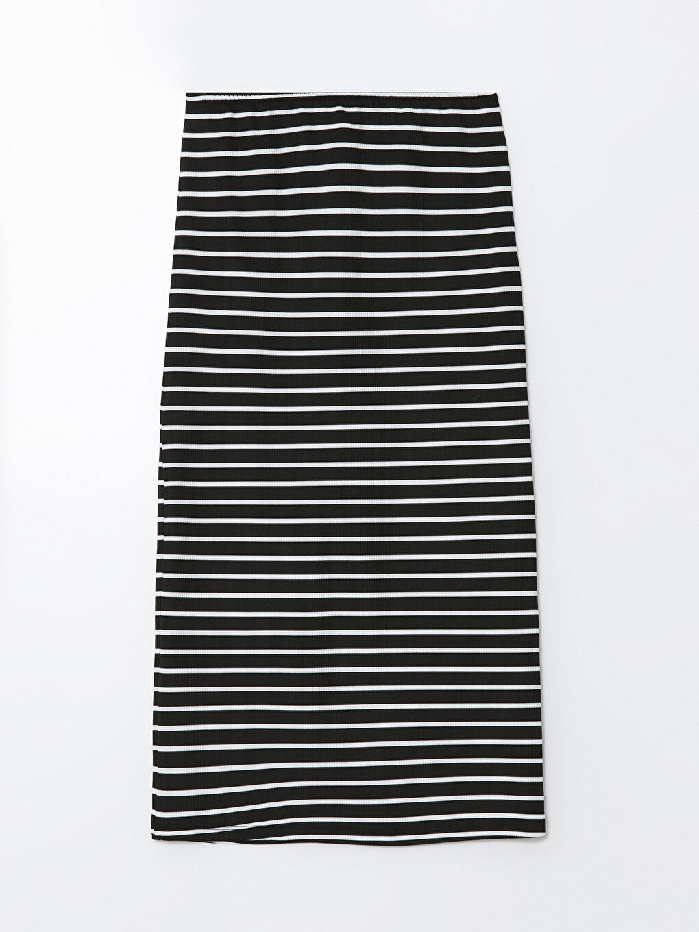 Siyah Dar Fit Çizgili Kadın Etek-4