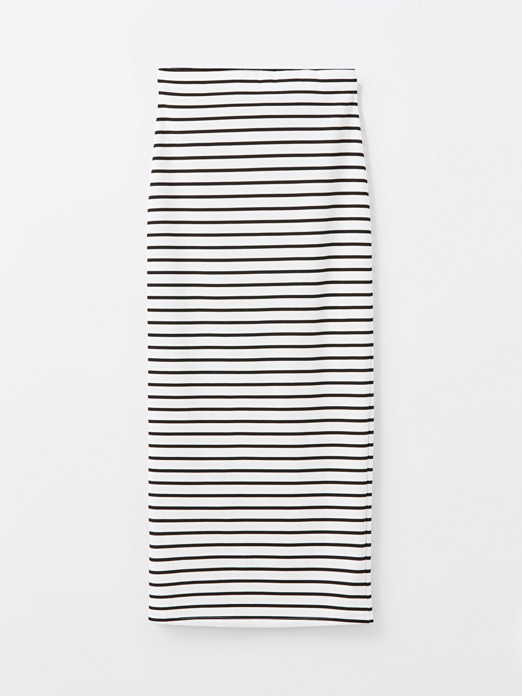 Beyaz Dar Fit Çizgili Kadın Etek-4