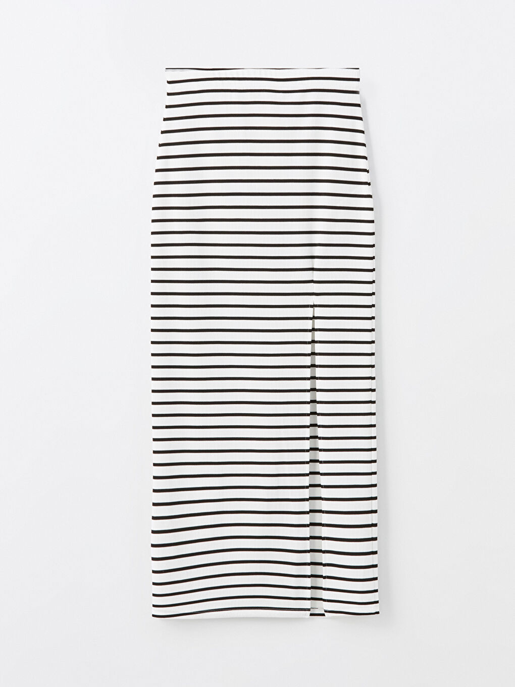 Beyaz Dar Fit Çizgili Kadın Etek-5