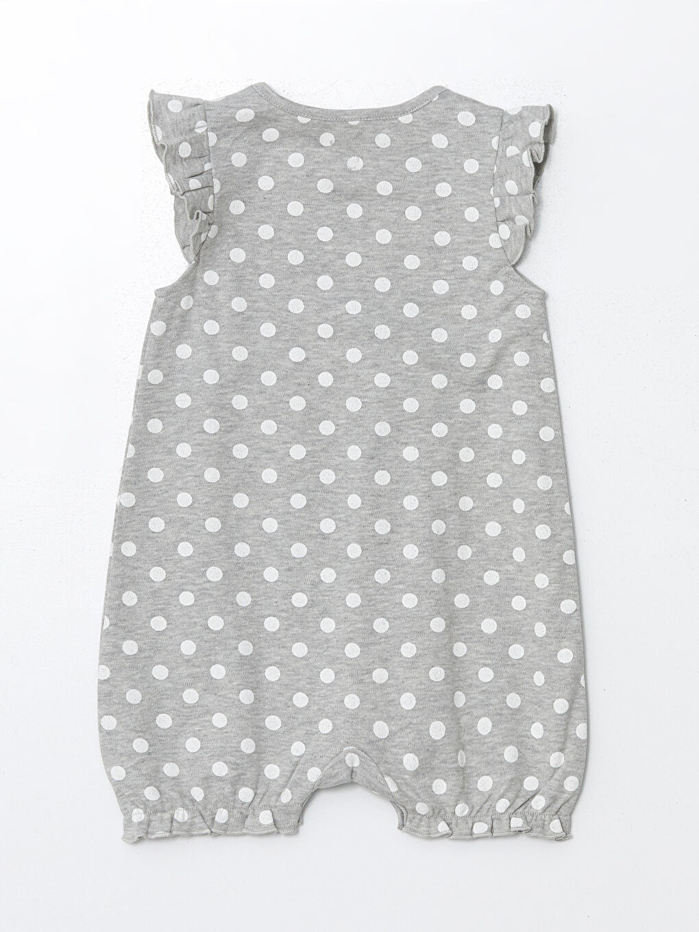 Gri Bisiklet Yaka Kısa Kollu Kız Bebek Tulum-1