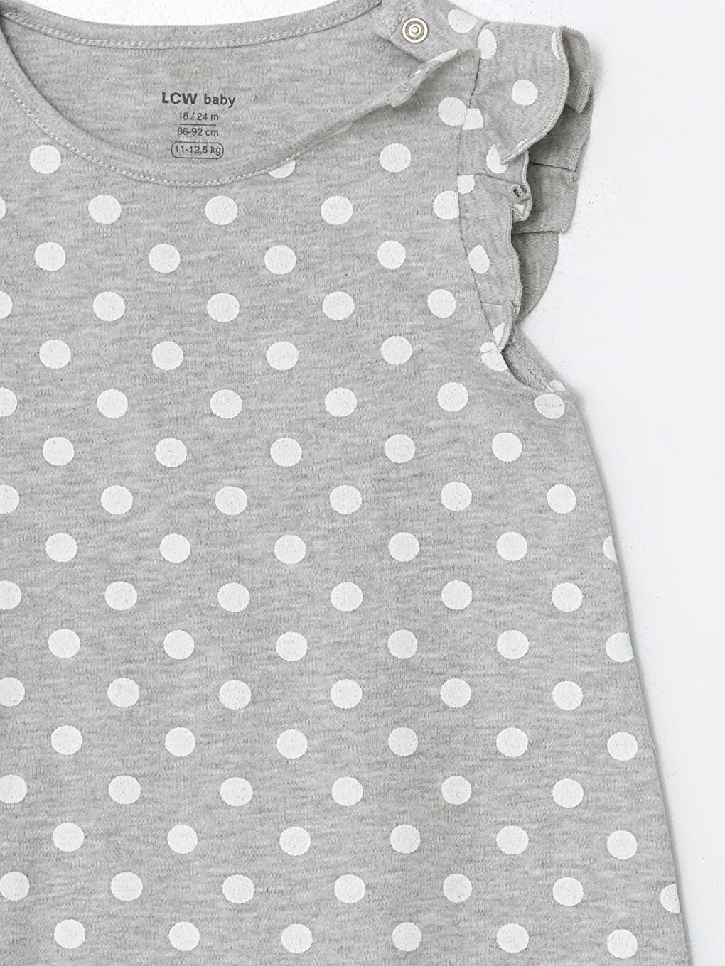 Gri Bisiklet Yaka Kısa Kollu Kız Bebek Tulum-2