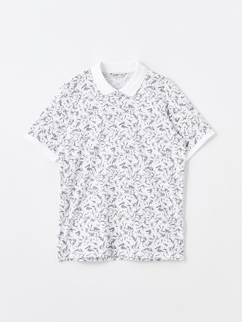Polo Neck Short Sleeve Patterned Combed Cotton Men's T-Shirt -S4OP34Z8-LU7
