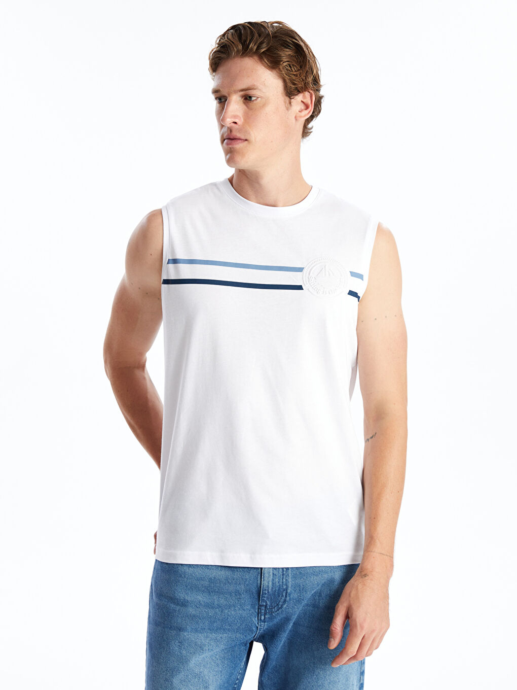 Crew Neck Printed Men's Sleeveless T-Shirt -S4OP62Z8-Q6K