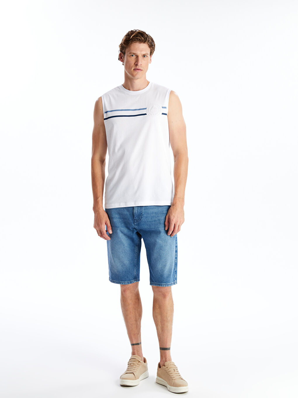 Crew Neck Printed Men's Sleeveless T-Shirt -S4OP62Z8-Q6K