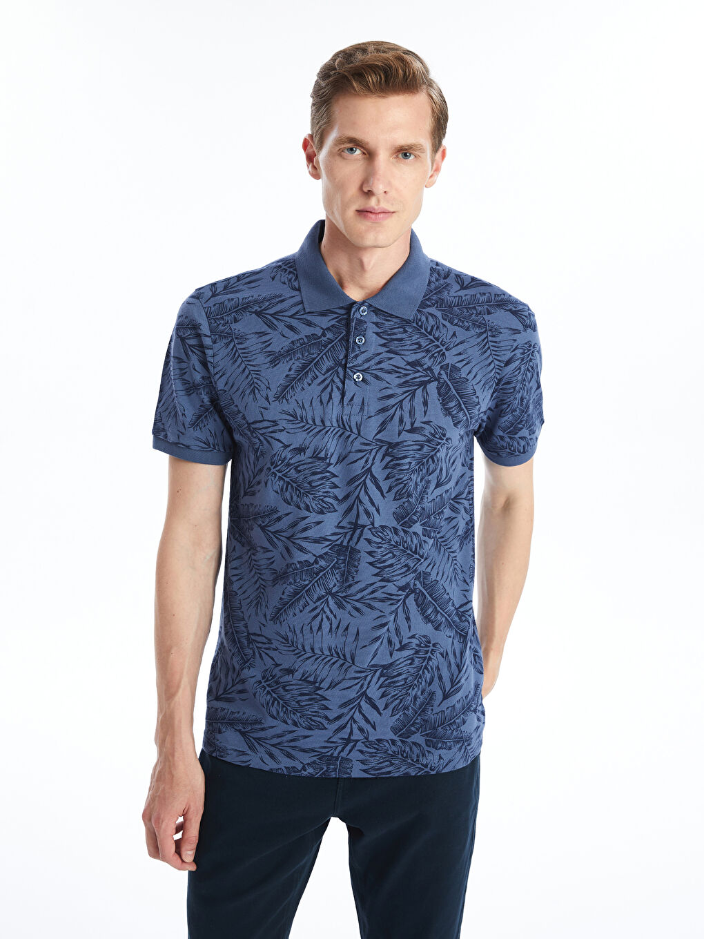 LC Waikiki Polo Neck Short Sleeve Patterned Pique Men's T-Shirt -S4OP75Z8-LS3