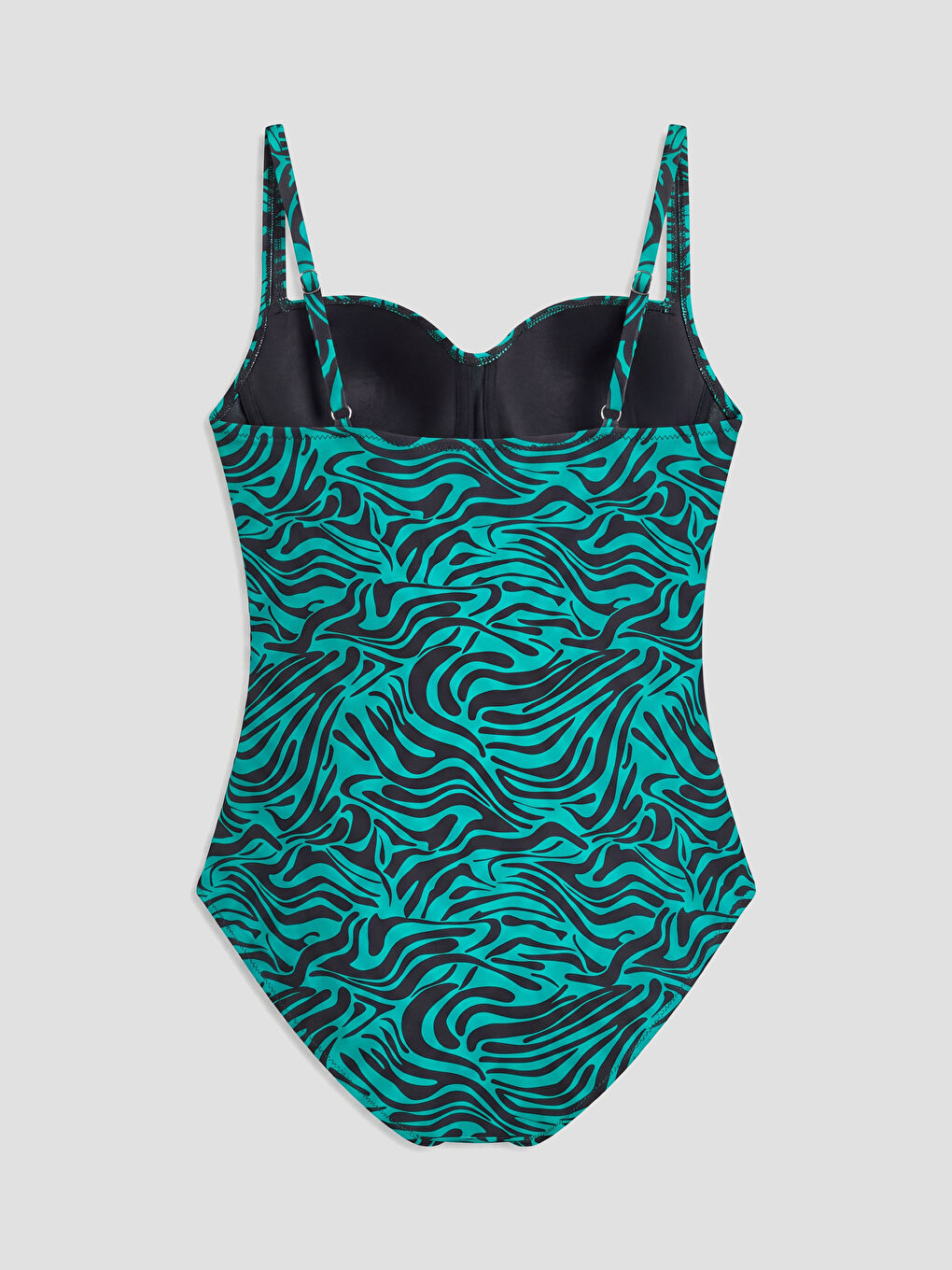 Yeşil Kalp Yaka Desenli Askılı Kadın Mayo-1