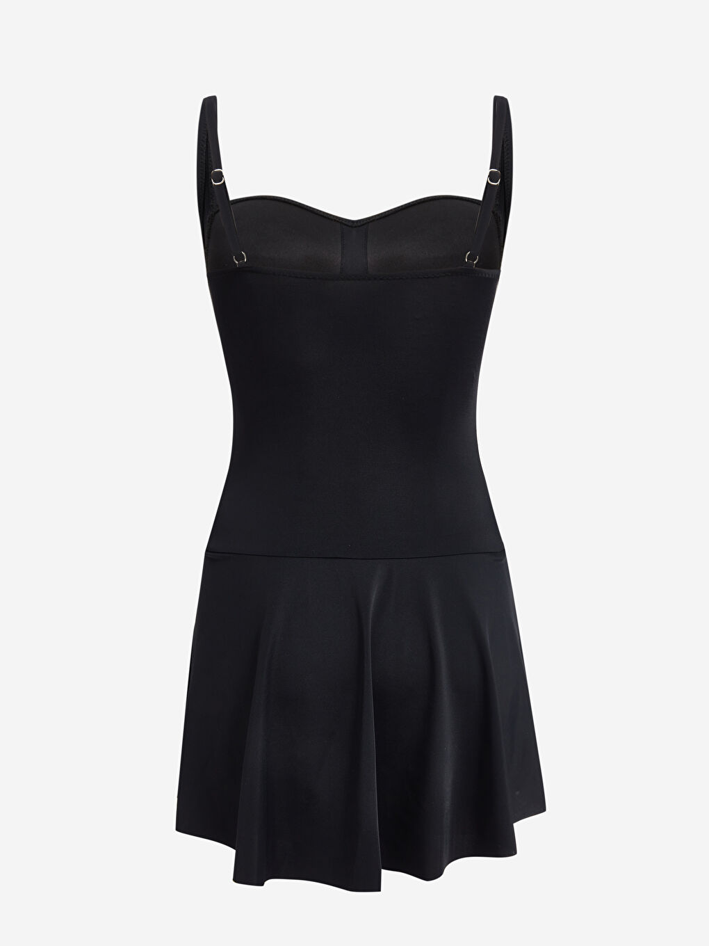 Siyah Büzgü Detaylı Kadın Etekli Mayo-1