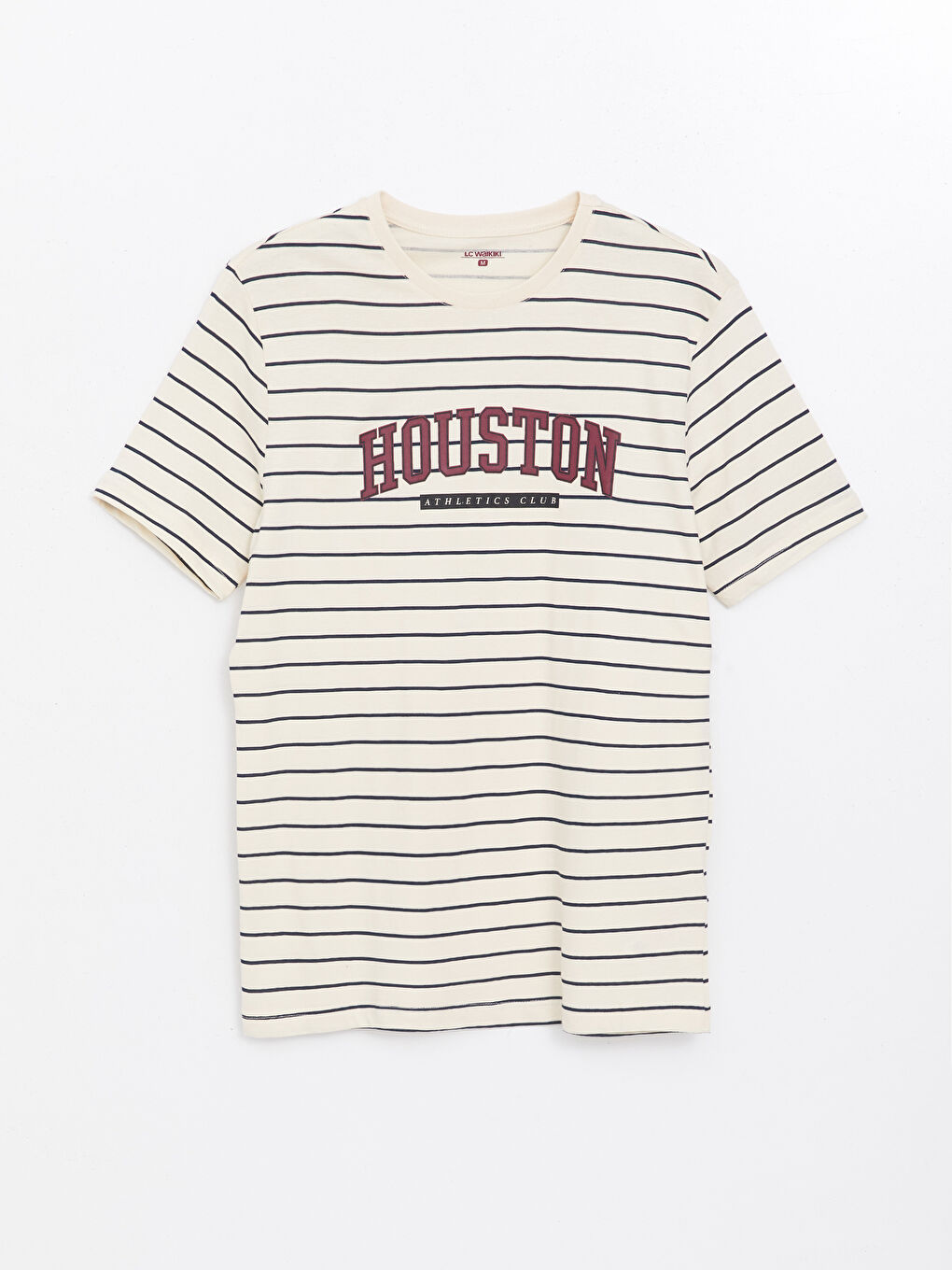 Bej Bisiklet Yaka Baskılı Penye Erkek Pijama Üst