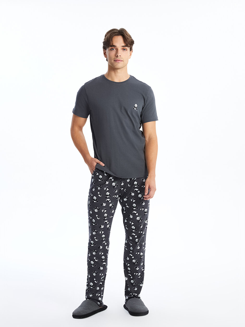 Antrasit Standart Kalıp Erkek Pijama Takımı-1