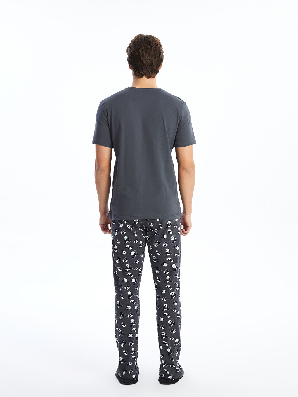 Antrasit Standart Kalıp Erkek Pijama Takımı-3