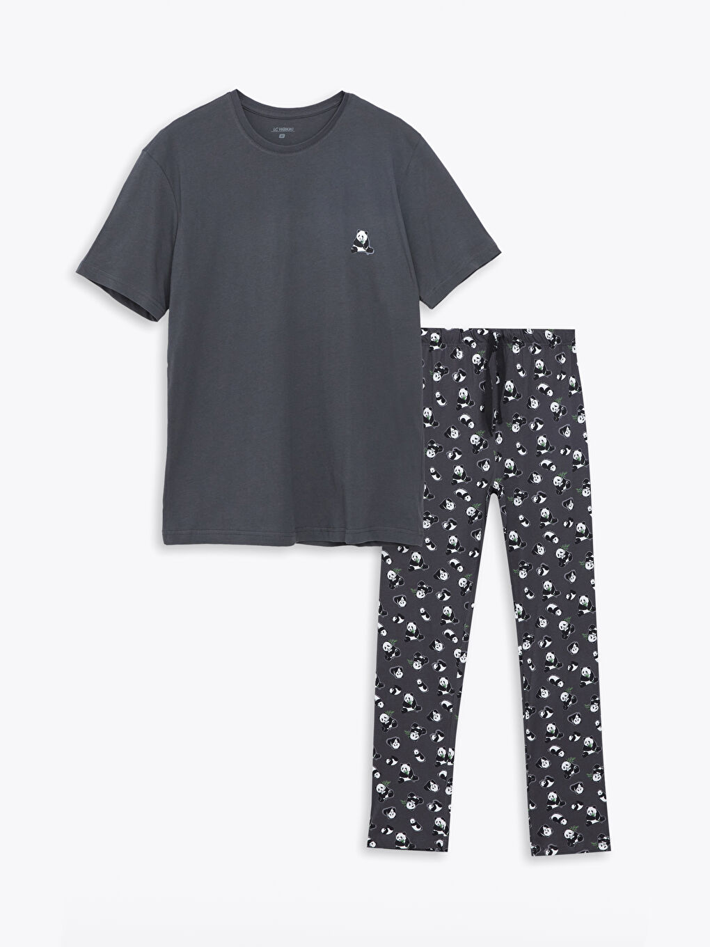 Antrasit Standart Kalıp Erkek Pijama Takımı-4