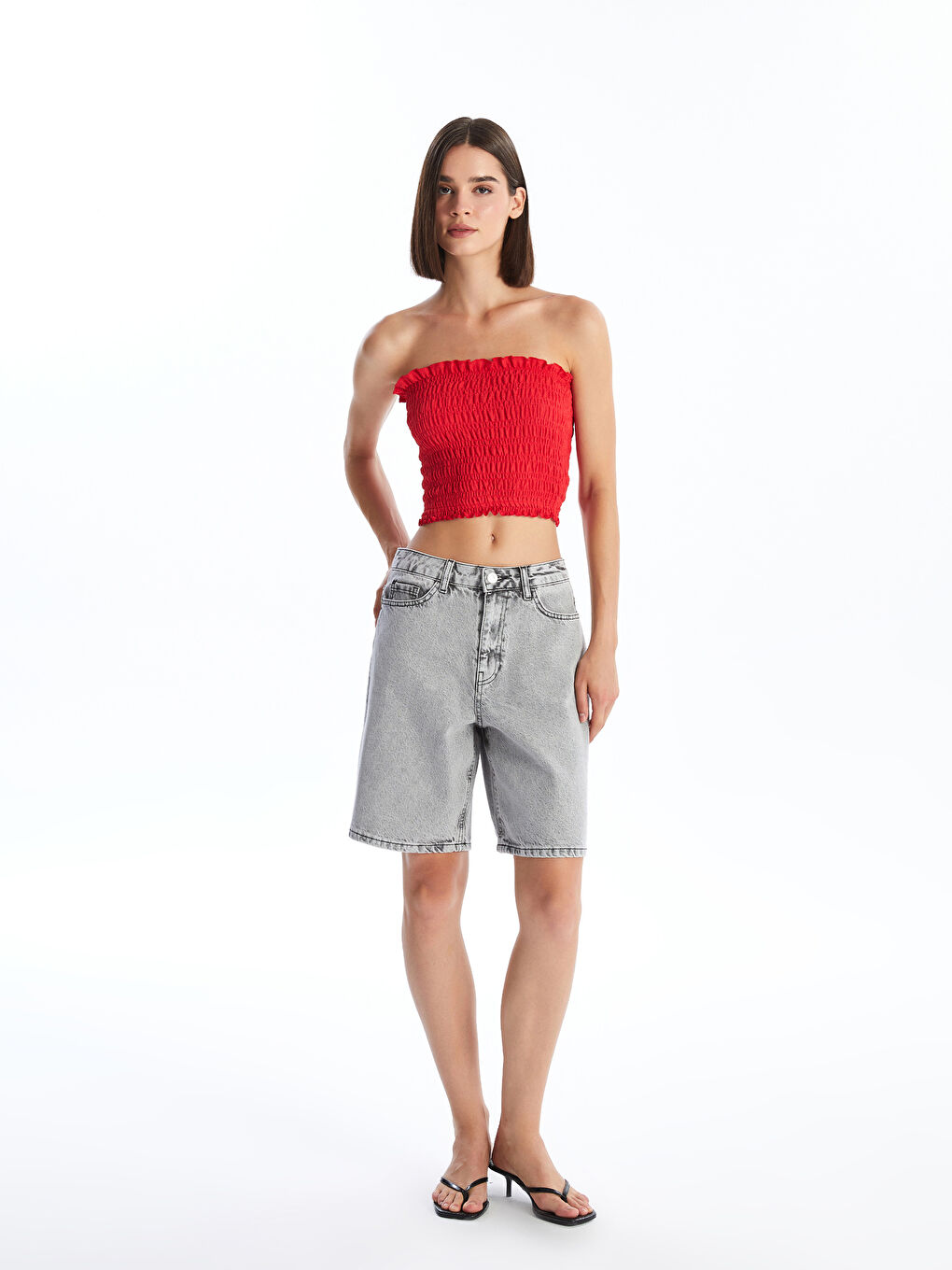 Bermuda Fit Women's Jean Shorts -S4OQ60Z8-GRD