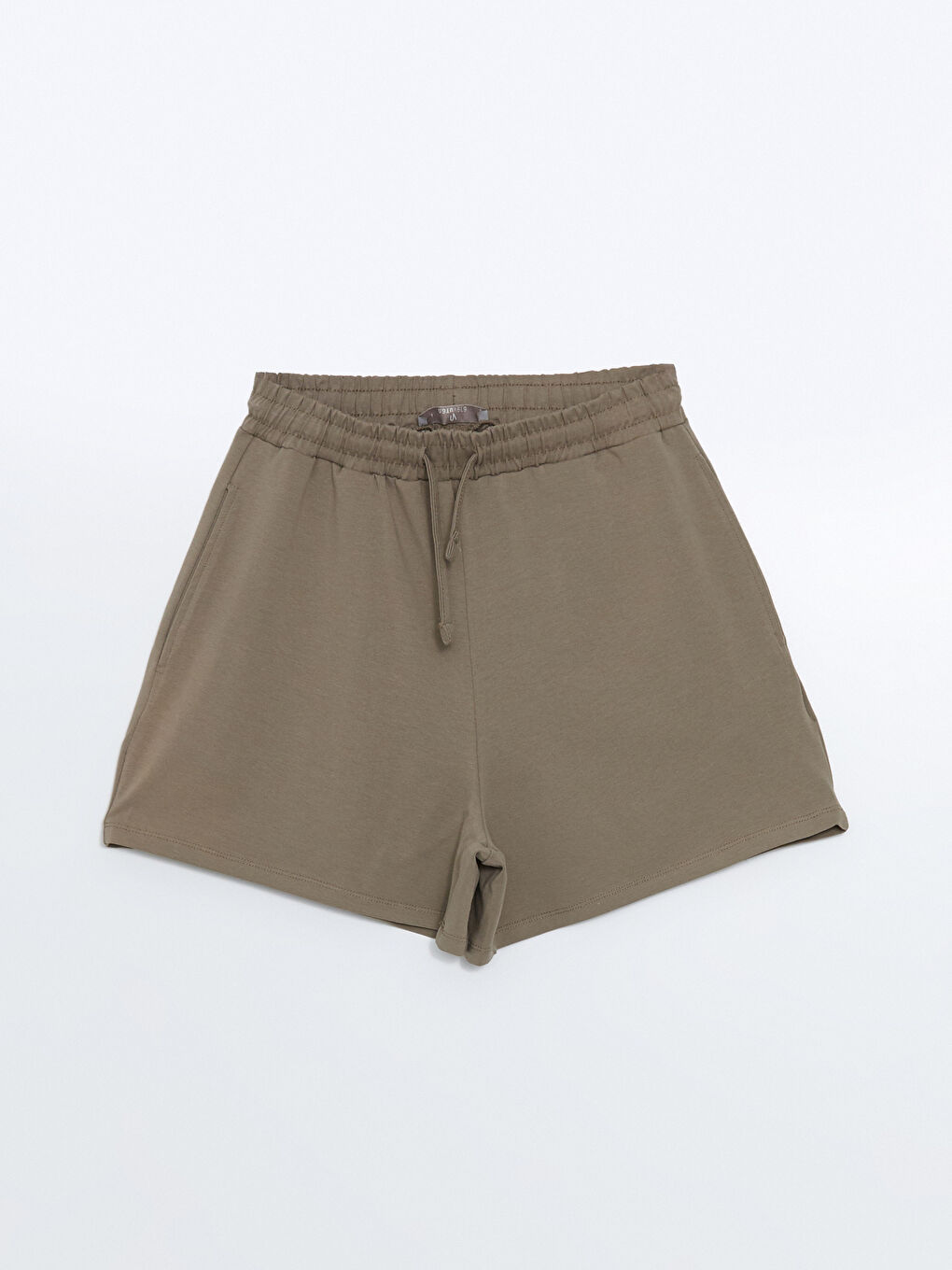 Bej Beli Lastikli Kadın Şort-4