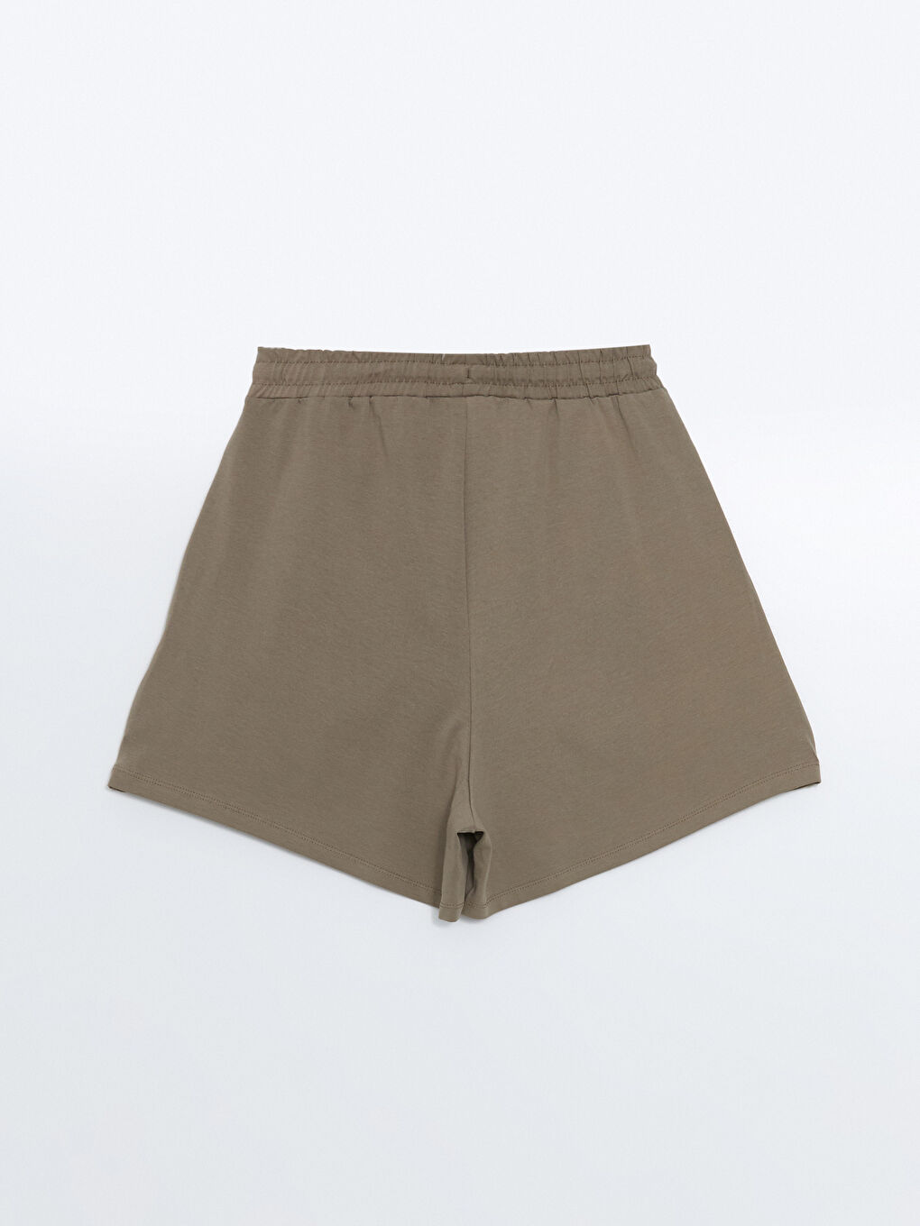 Bej Beli Lastikli Kadın Şort-5