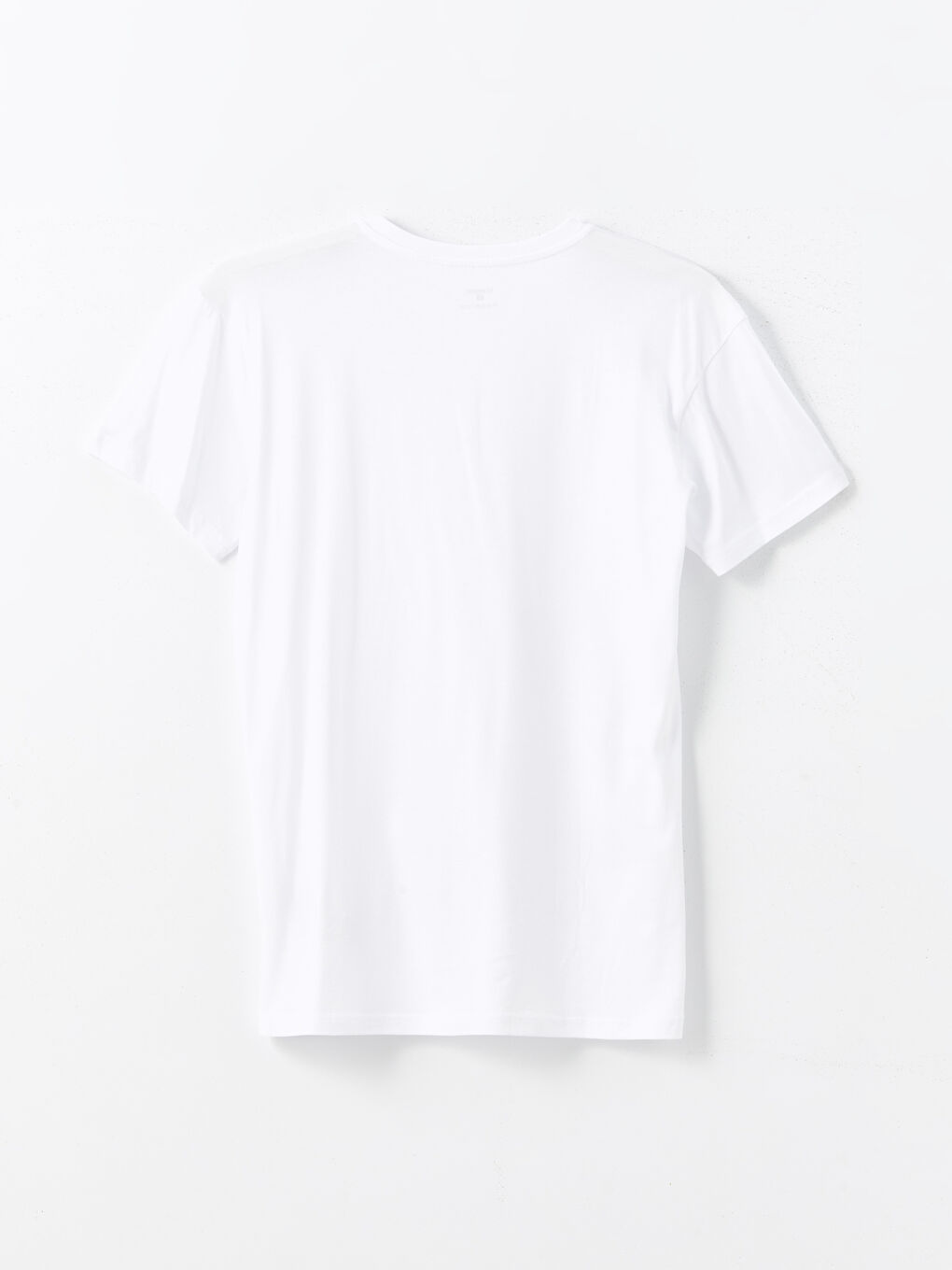 Beyaz Bisiklet Yaka Kısa Kollu Erkek Pijama Üst-5