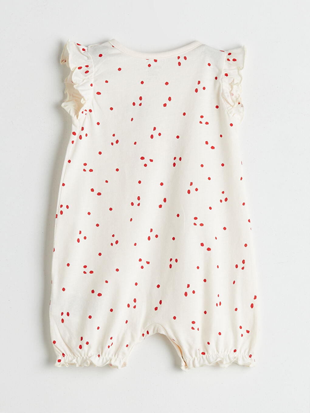 Bej Bisiklet Yaka Kiraz Baskılı Kız Bebek Tulum-1