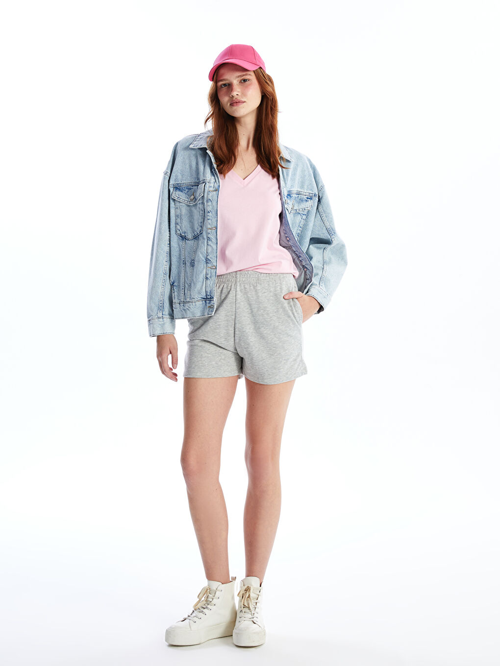 Women's Elasticated Waist Plain Shorts -S4OR46Z8-LAL